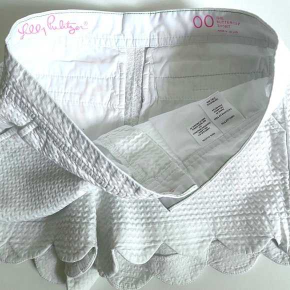 Lilly Pulitzer Resort White Buttercup 5" Inseam Shorts Textured Cotton 00 = XXS - Picture 5 of 12